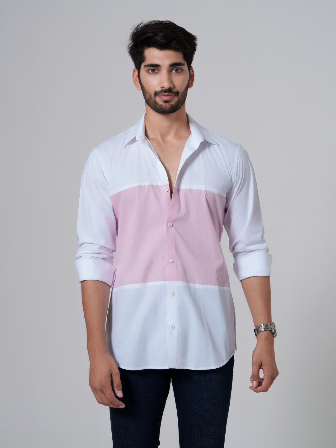 Fusion-Color Block Men Shirt