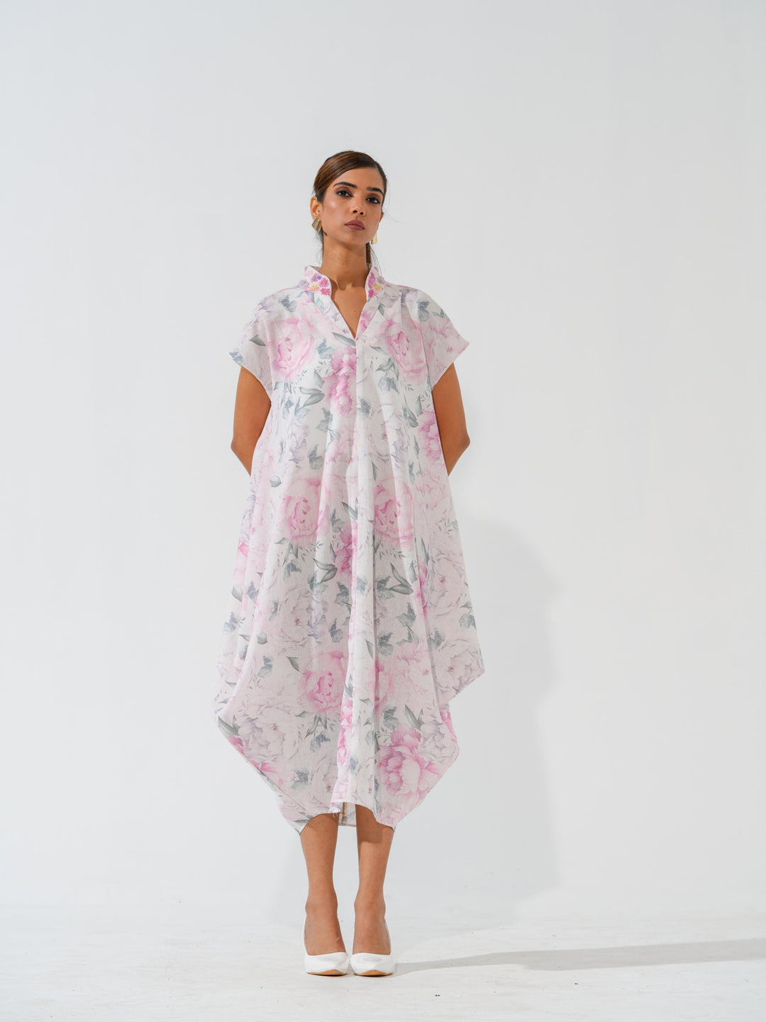 Stella- Floral printed long dress in premium linen