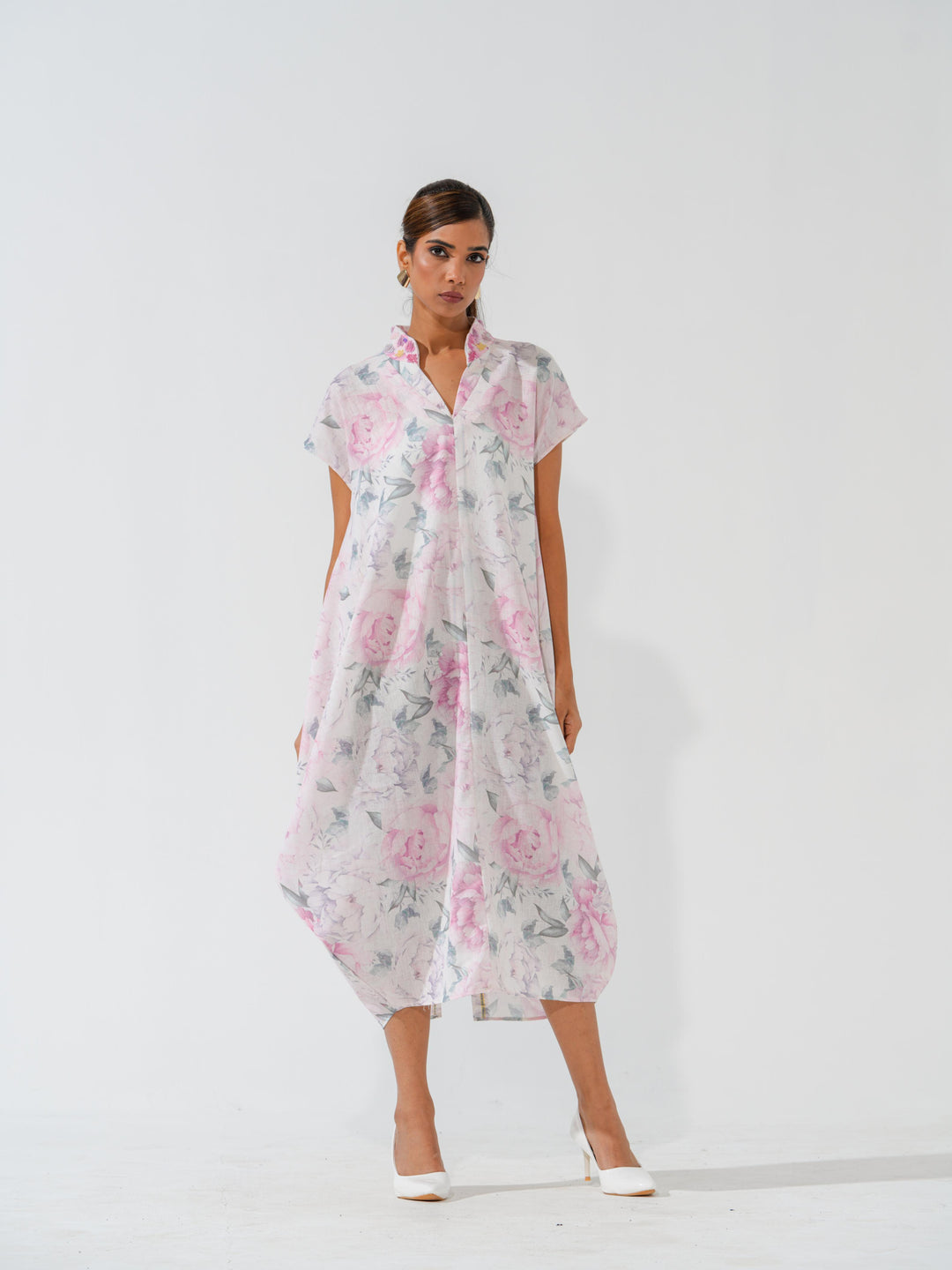 Stella- Floral printed long dress in premium linen