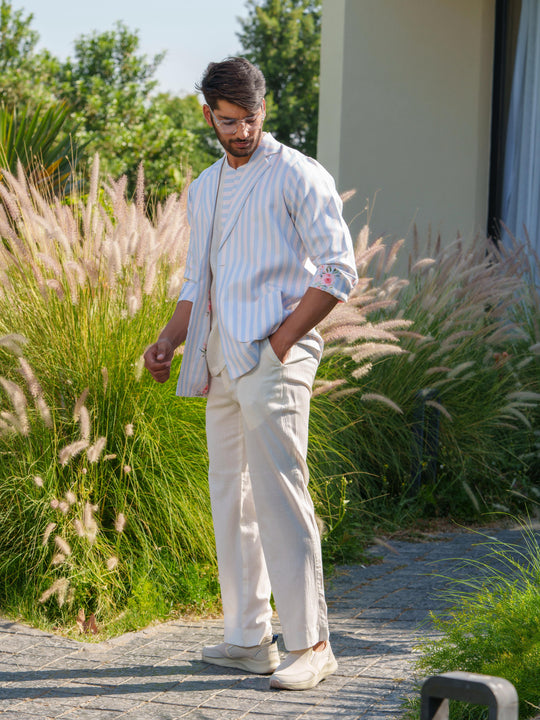 Blaze - 3 Piece Linen Stripted Co'ord Set