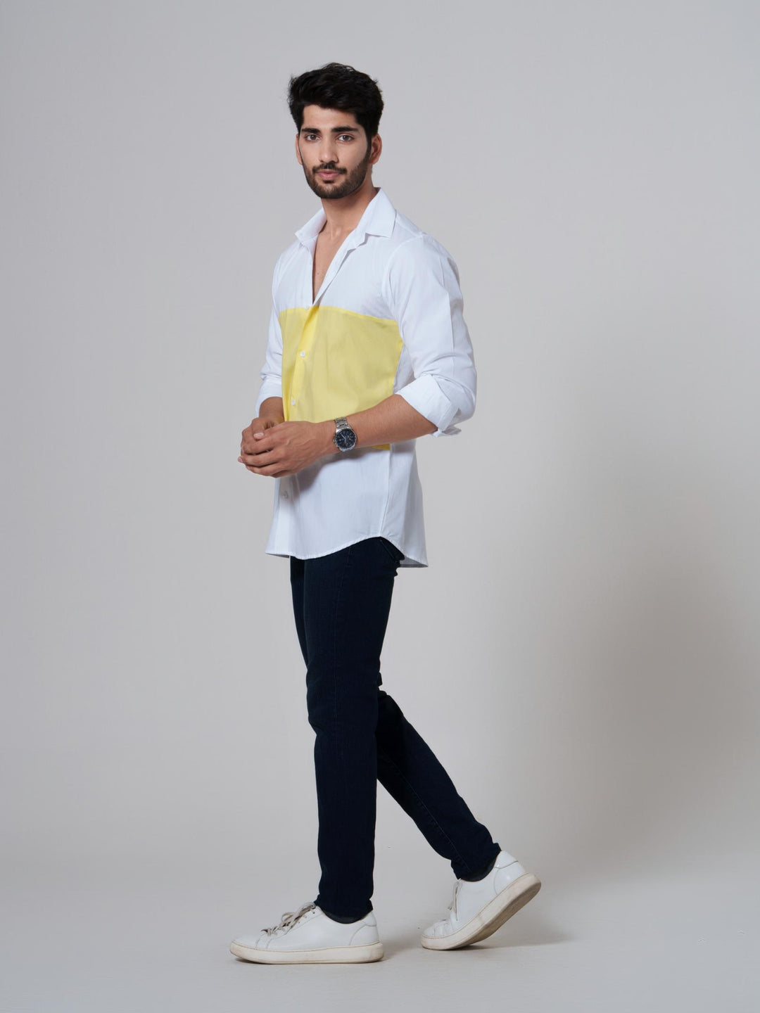Fusion-Color Block Men Shirt