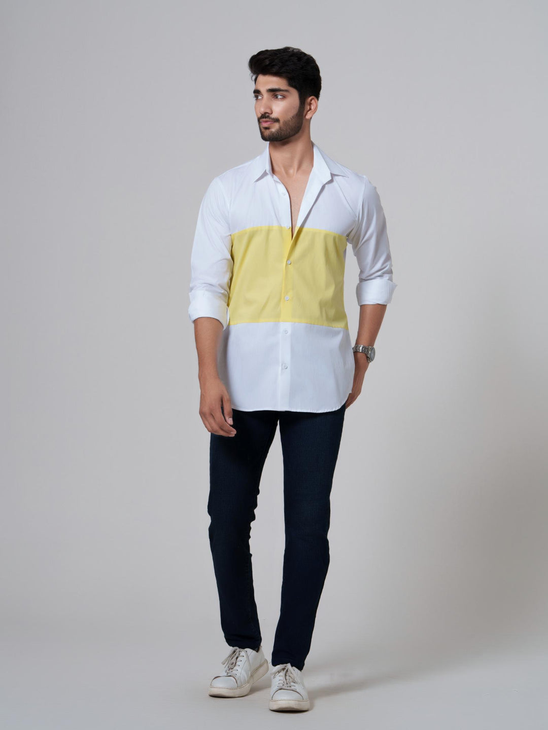 Fusion-Color Block Men Shirt