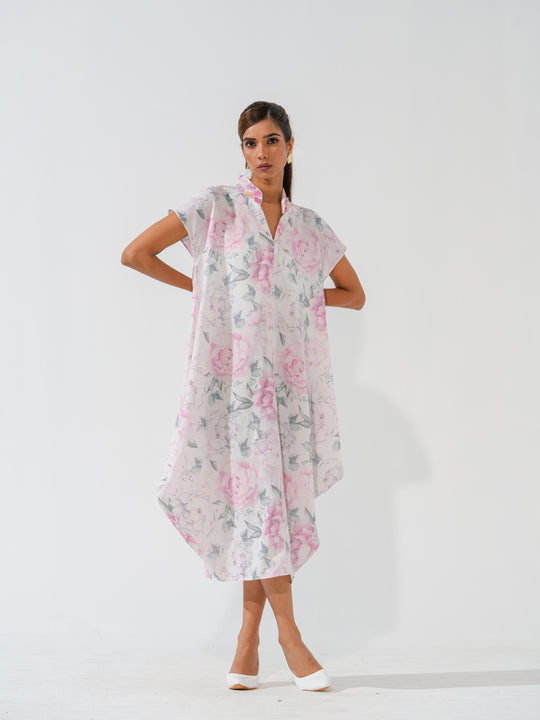 Stella- Floral printed long dress in premium linen