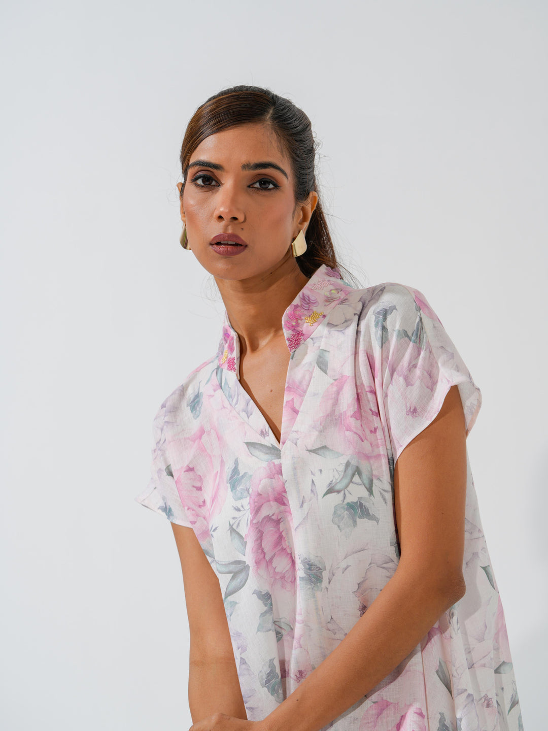 Stella- Floral printed long dress in premium linen