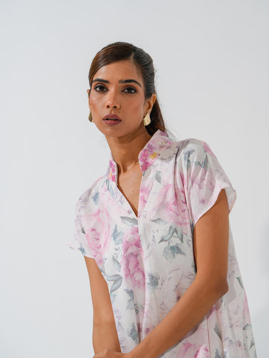 Stella- Floral printed long dress in premium linen