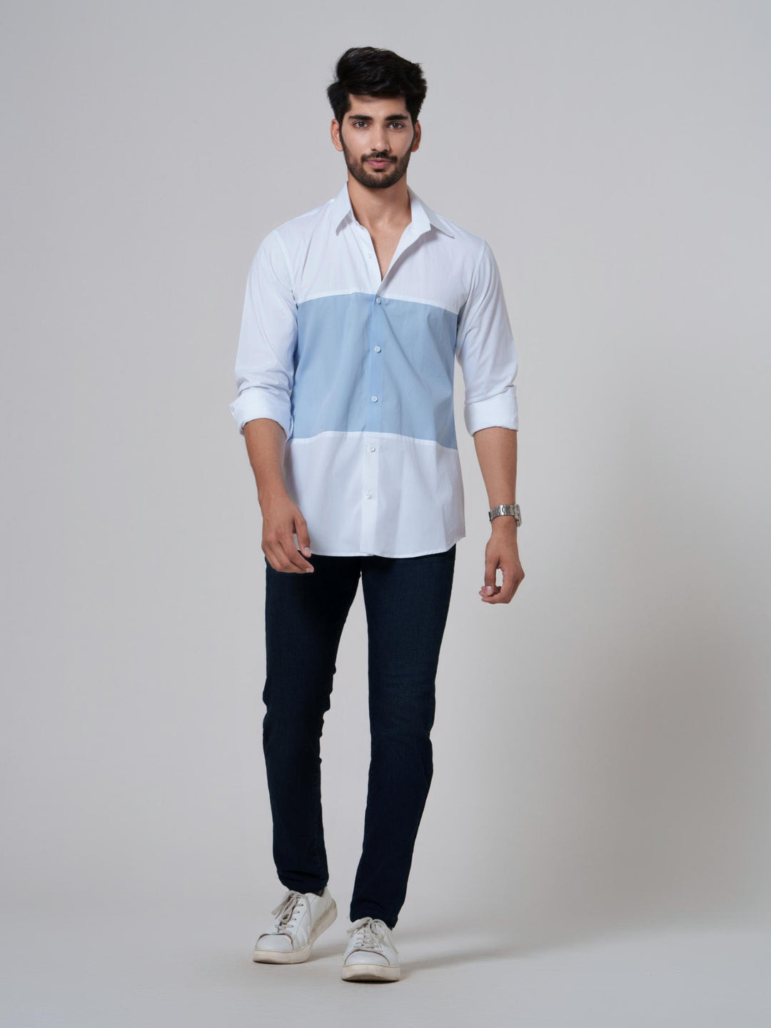 Fusion-Color Block Men Shirt