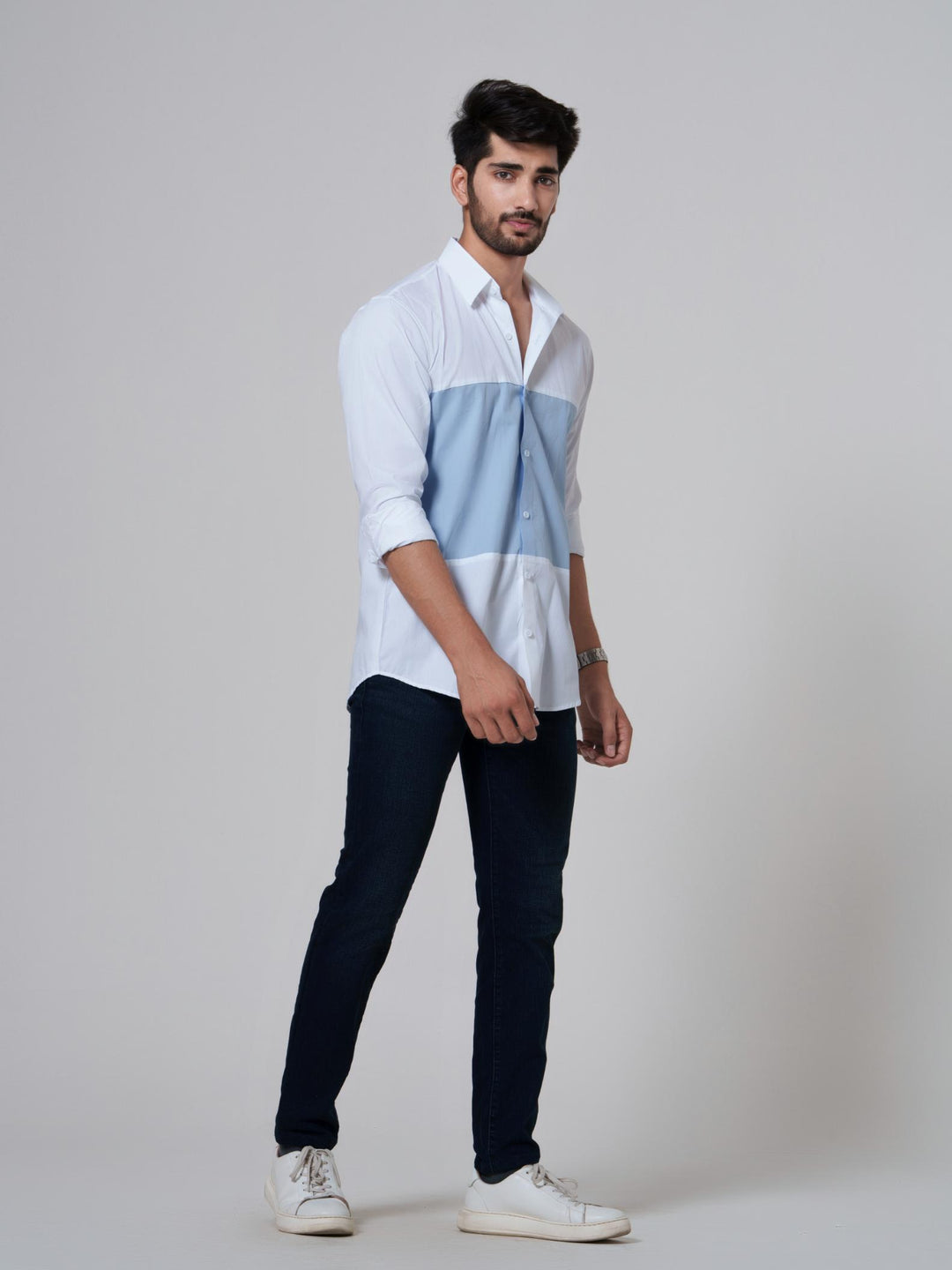 Fusion-Color Block Men Shirt