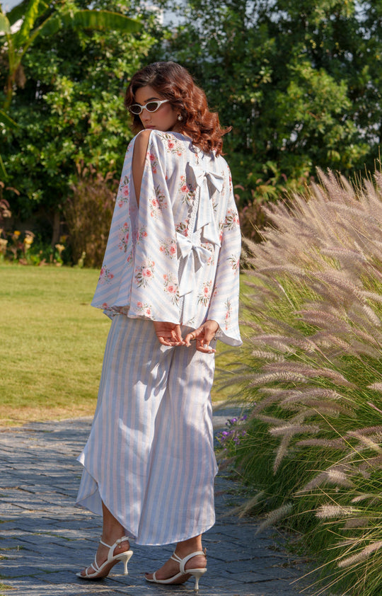 Pansy Blue - 2 Piece Floral Kaftan Co'ord Set