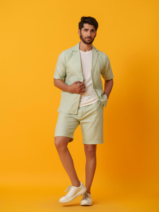 Jack - Two botton Shirt with Shorts in Checks