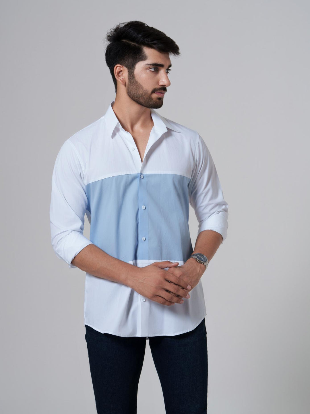Fusion-Color Block Men Shirt