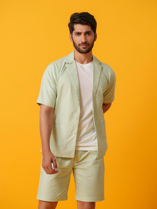 Jack - Two botton Shirt with Shorts in Checks