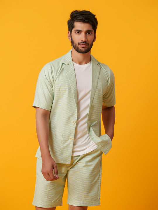 Jack - Two botton Shirt with Shorts in Checks