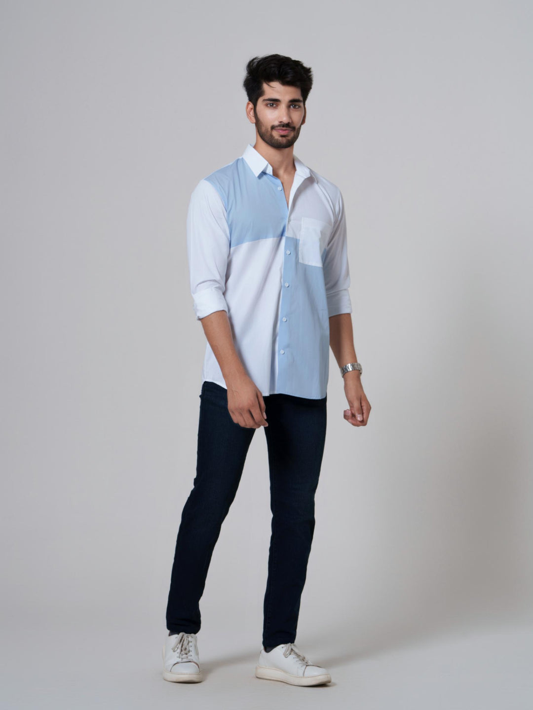 Leo- Color Block Men Cotton Shirt