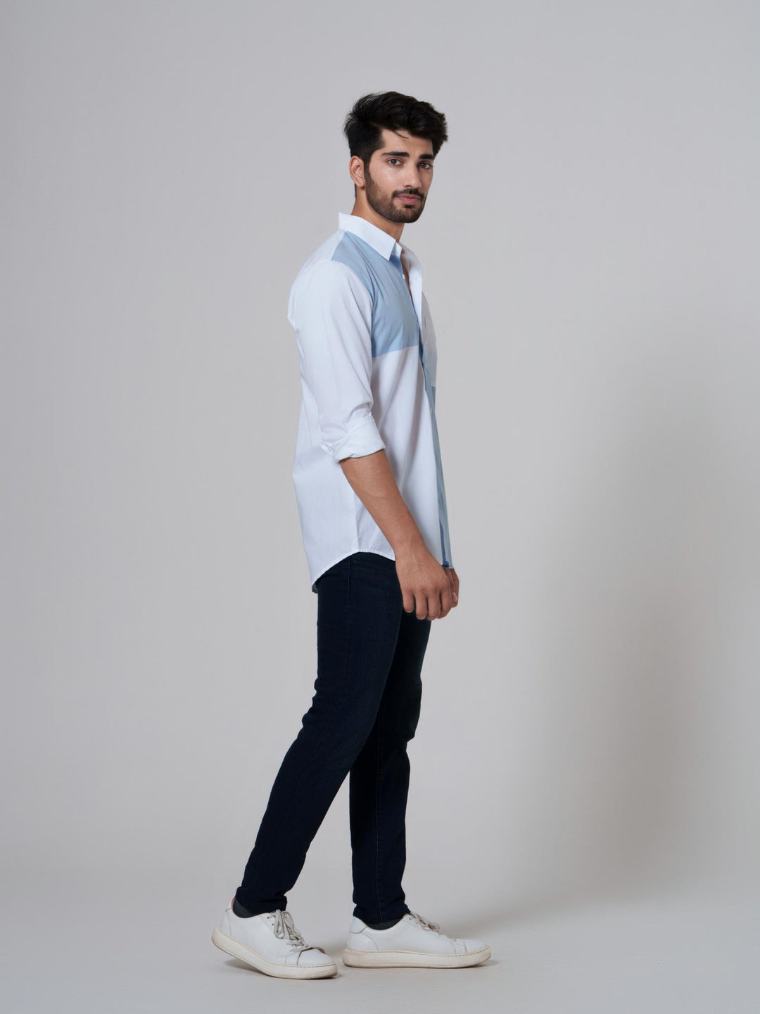 Leo- Color Block Men Cotton Shirt