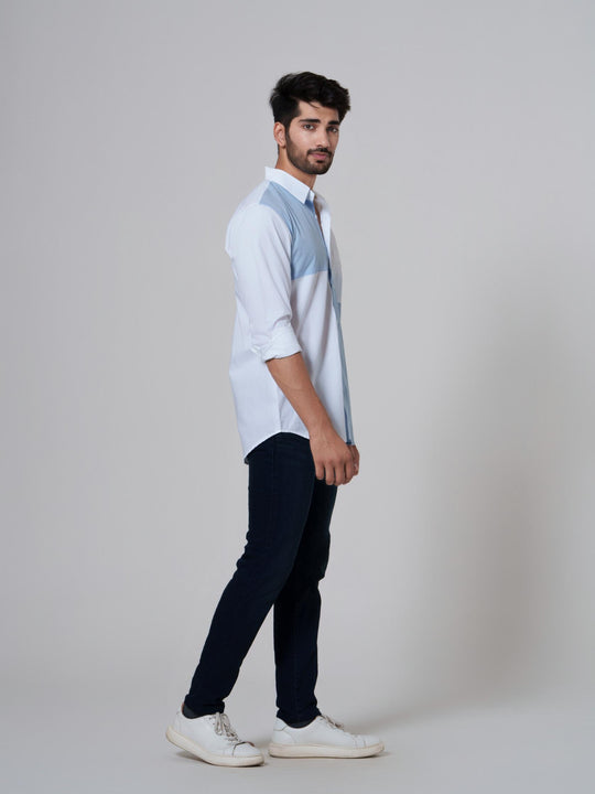 Leo- Color Block Men Cotton Shirt