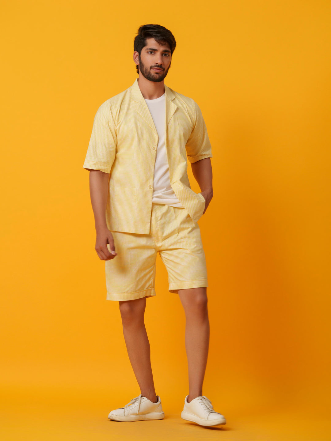 Jack - Two botton Shirt with Shorts in Checks