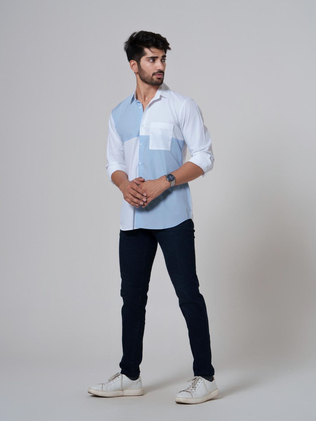Leo- Color Block Men Cotton Shirt
