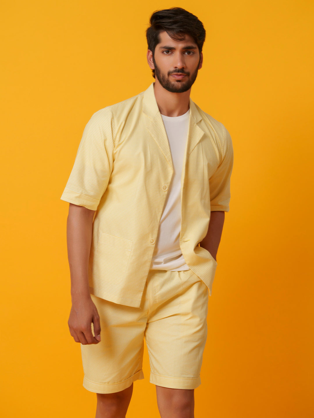Jack - Two botton Shirt with Shorts in Checks