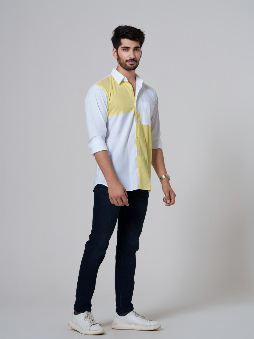 Leo- Color Block Men Cotton Shirt