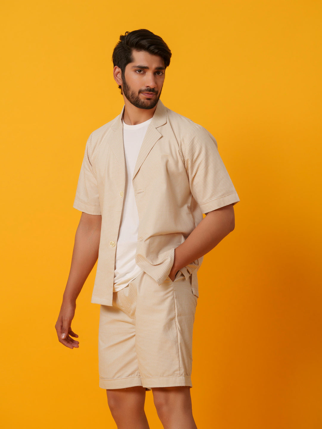 Jack - Two botton Shirt with Shorts in Checks