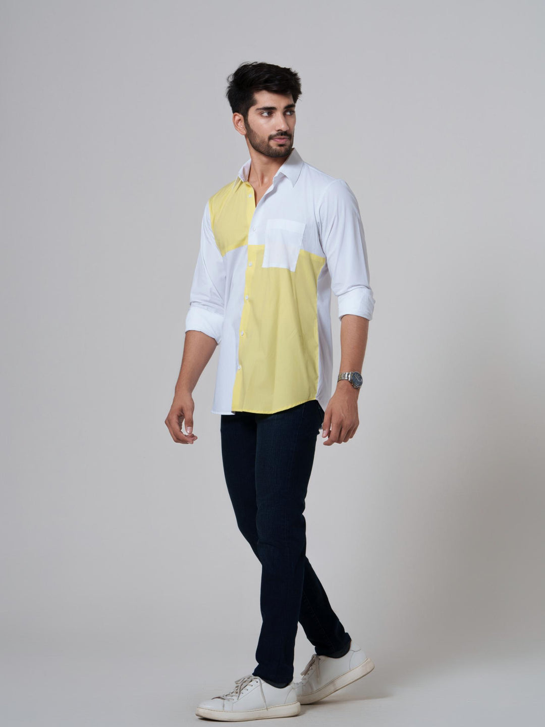 Leo- Color Block Men Cotton Shirt