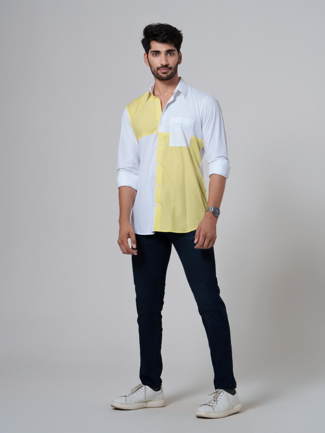 Leo- Color Block Men Cotton Shirt