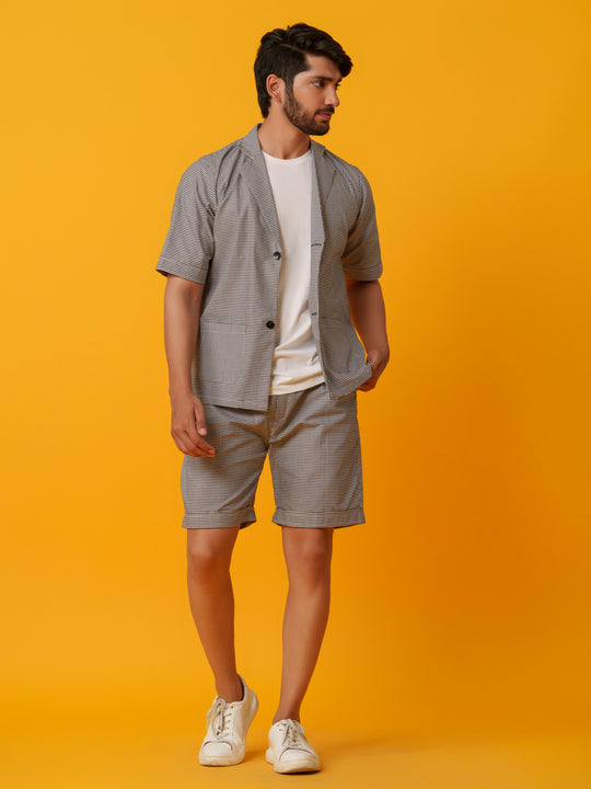 Jack - Two botton Shirt with Shorts in Checks