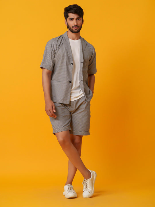 Jack - Two botton Shirt with Shorts in Checks