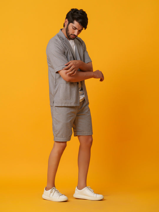 Jack - Two botton Shirt with Shorts in Checks