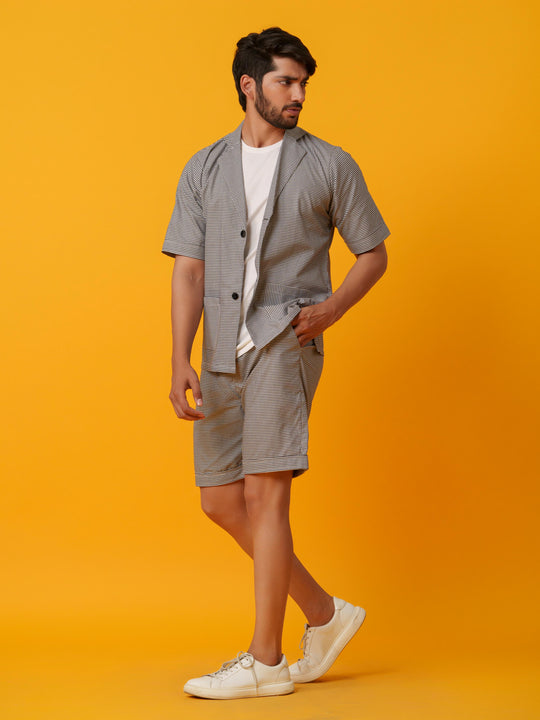 Jack - Two botton Shirt with Shorts in Checks