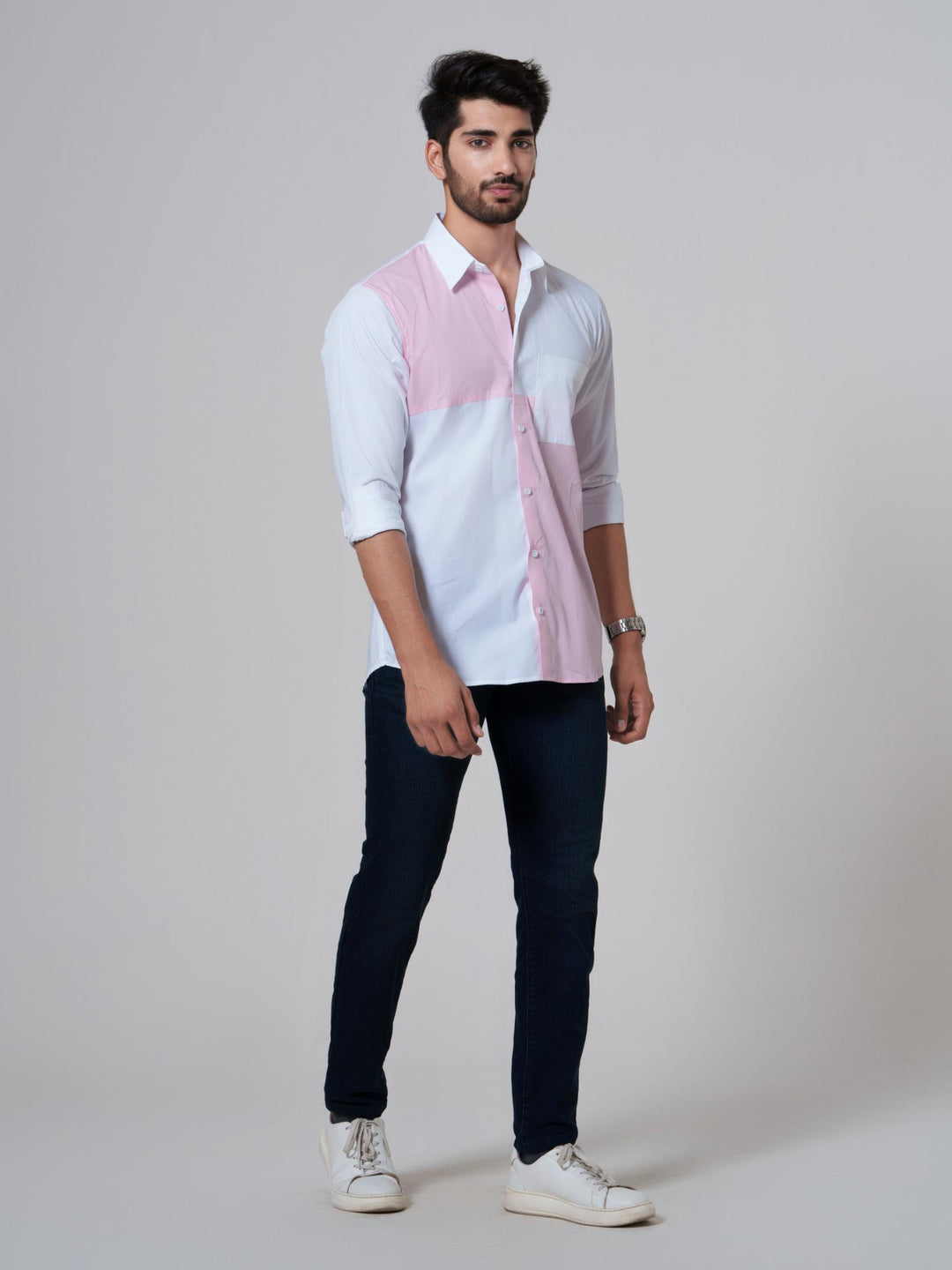 Leo- Color Block Men Cotton Shirt