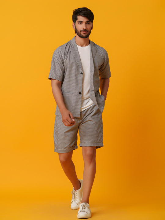 Jack - Two botton Shirt with Shorts in Checks
