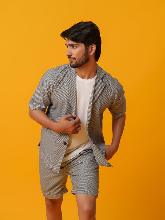 Jack - Two botton Shirt with Shorts in Checks