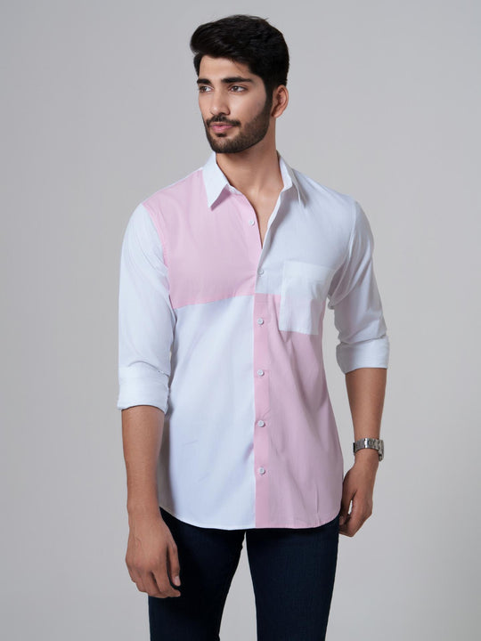 Leo- Color Block Men Cotton Shirt