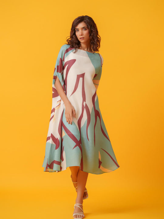 Helen - Printed Kaftan in Linen Fabric