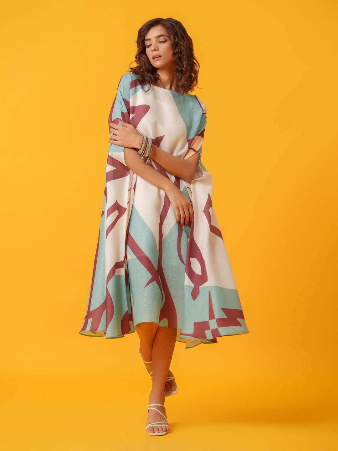 Helen - Printed Kaftan in Linen Fabric
