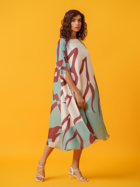 Helen - Printed Kaftan in Linen Fabric