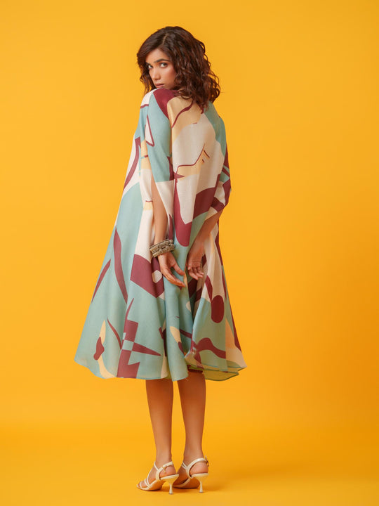 Helen - Printed Kaftan in Linen Fabric