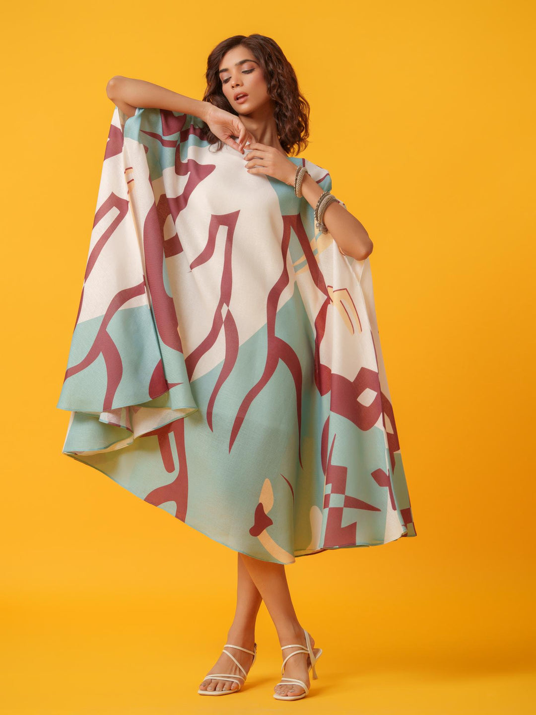 Helen - Printed Kaftan in Linen Fabric