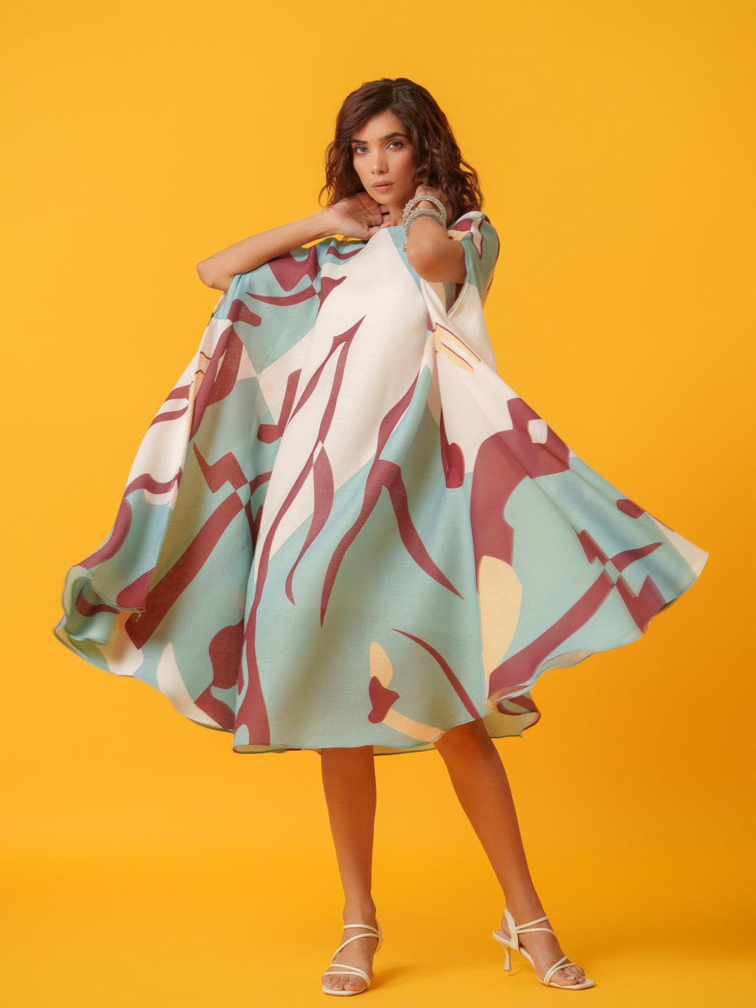 Helen - Printed Kaftan in Linen Fabric