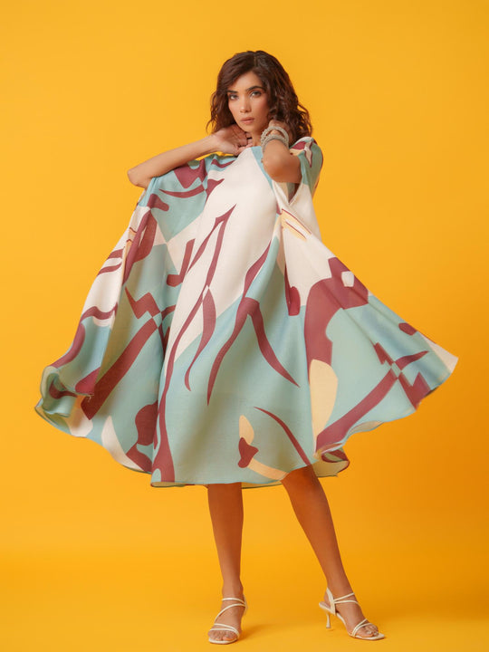 Helen - Printed Kaftan in Linen Fabric