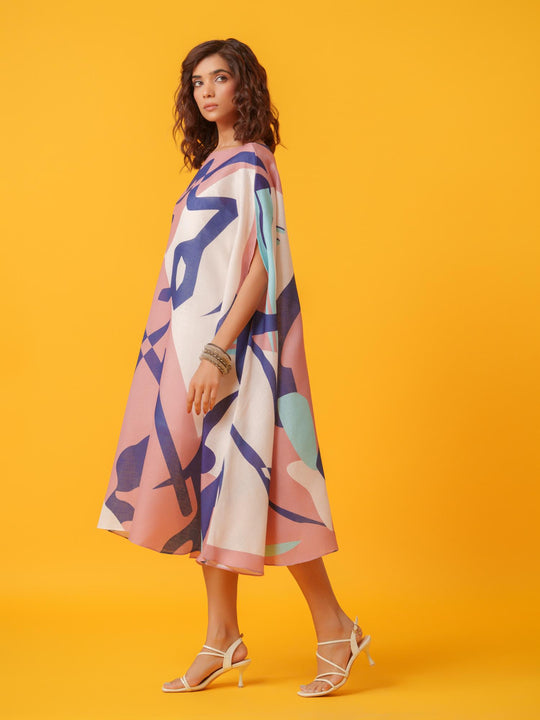 Helen - Printed Kaftan in Linen Fabric