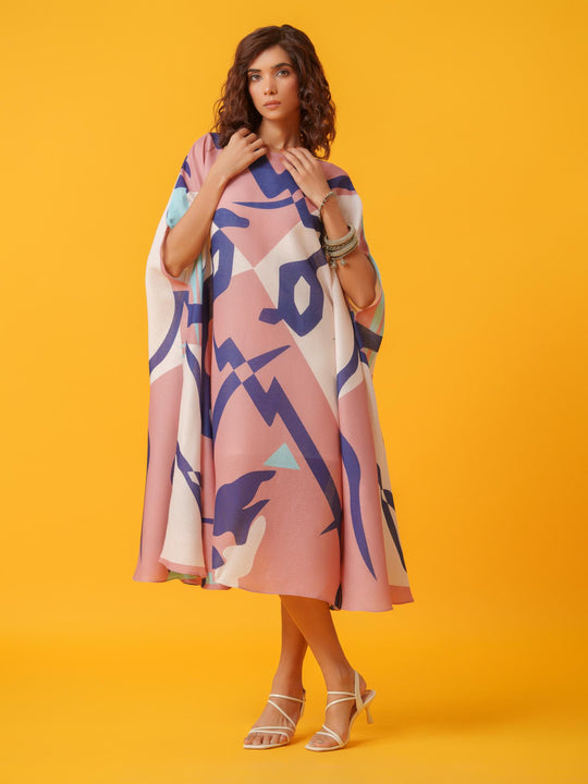 Helen - Printed Kaftan in Linen Fabric