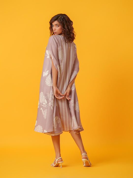 kaira floral kaftan in pure linen-a breezy, elegant cotton-linen dress with a soft floral print, perfect for effortless style and comfort.
