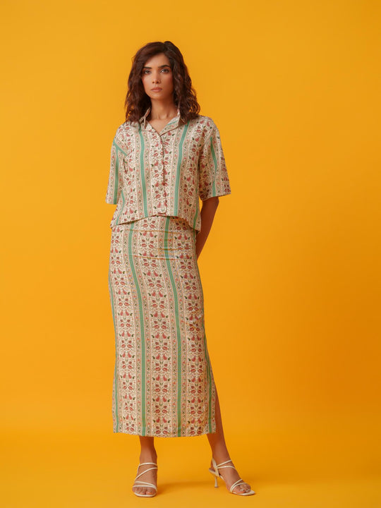 Apricot - 2 Piece Skirt & Shirt Co'ord Set