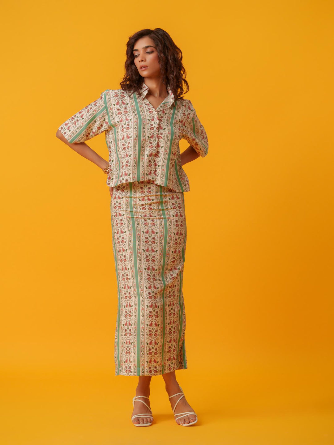 Apricot - 2 Piece Skirt & Shirt Co'ord Set