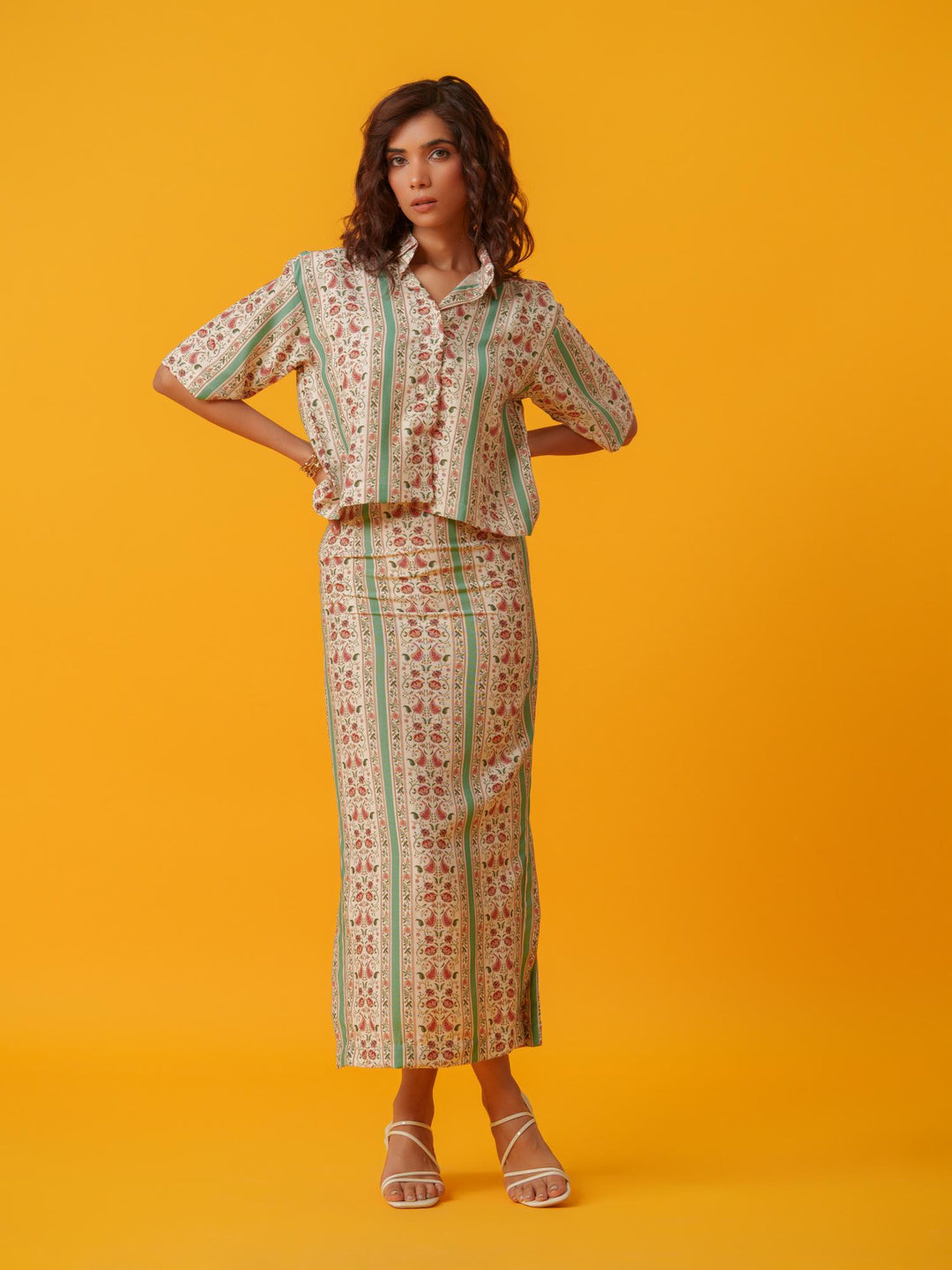Apricot - 2 Piece Skirt & Shirt Co'ord Set