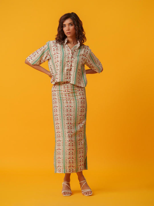 Apricot - 2 Piece Skirt & Shirt Co'ord Set
