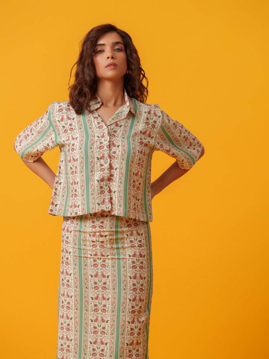 Apricot - 2 Piece Skirt & Shirt Co'ord Set