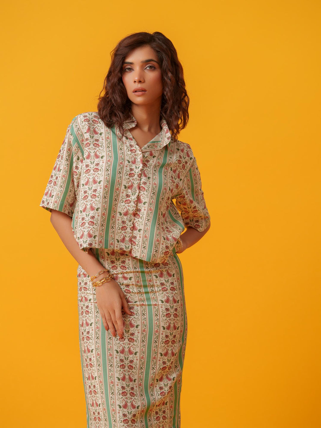 Apricot - 2 Piece Skirt & Shirt Co'ord Set